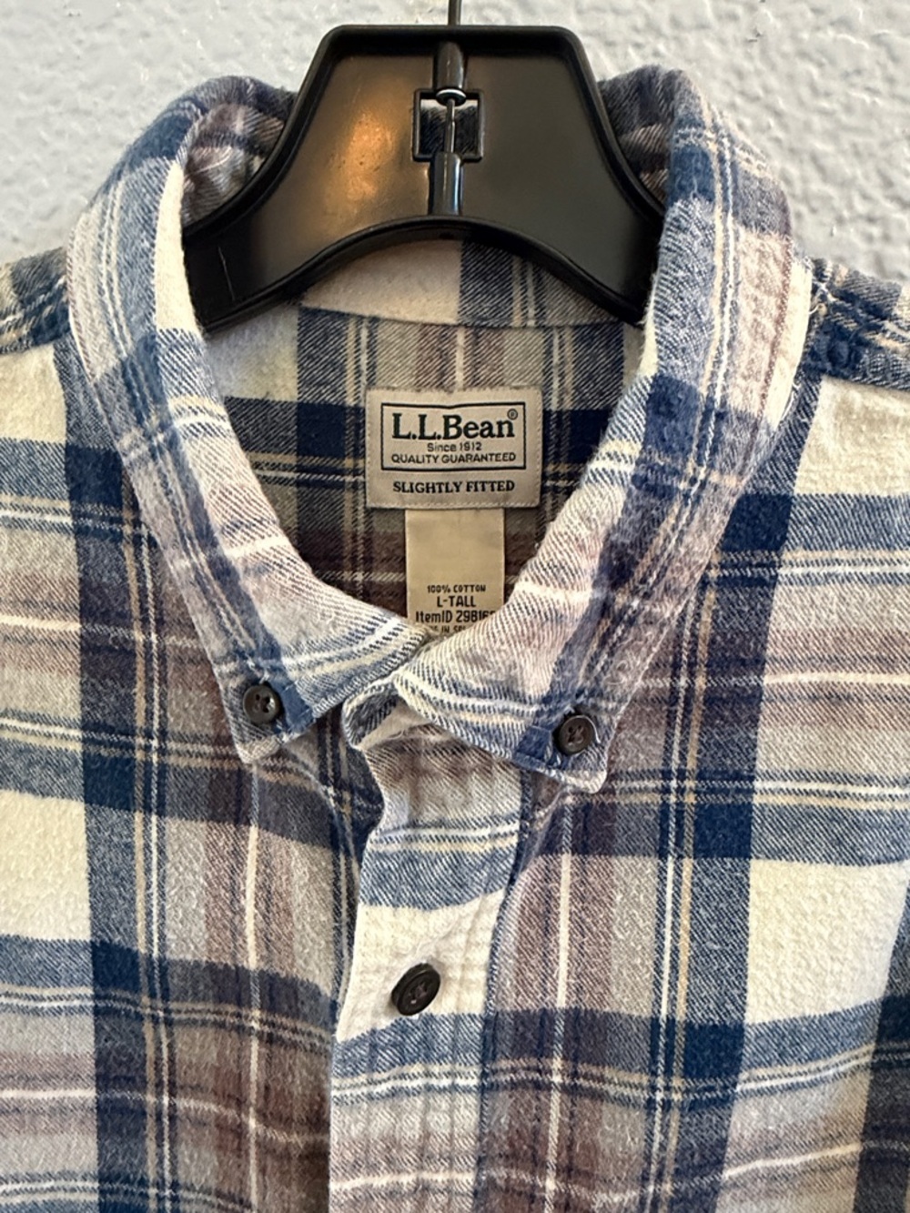 L.L.Bean Men’s Scotch Plaid Flannel Shirt Slightly Fitted Tall Large - Picture 4 of 8